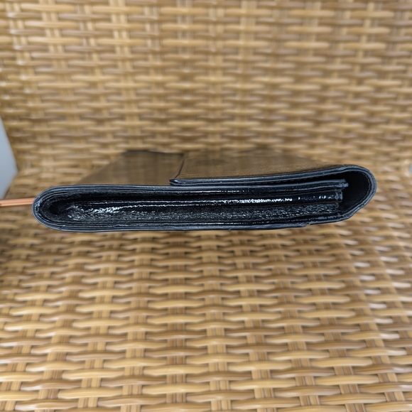 Halogen Black Patent Leather Envelope Style Clutch Wristlet Bag Purse Wallet - Picture 14 of 16